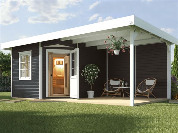 Weka Saunahaus Salo 2 anthrazit mit 300 cm Lounge Weka Saunahaus Salo 2 anthrazit mit 300 cm Lounge
