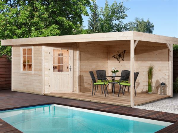 Weka Saunahaus Salo 2 natur mit 300 cm Lounge Weka Saunahaus Salo 2 natur mit 300 cm Lounge