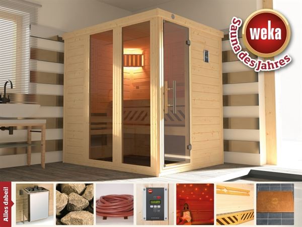 Weka Sauna Kemi Panorama 1 mit 7,5 kW Ofen inkl. Farbvisionen Set A Weka Sauna Kemi Panorama 1 mit 7,5 kW Ofen inkl. Farbvisionen Set A